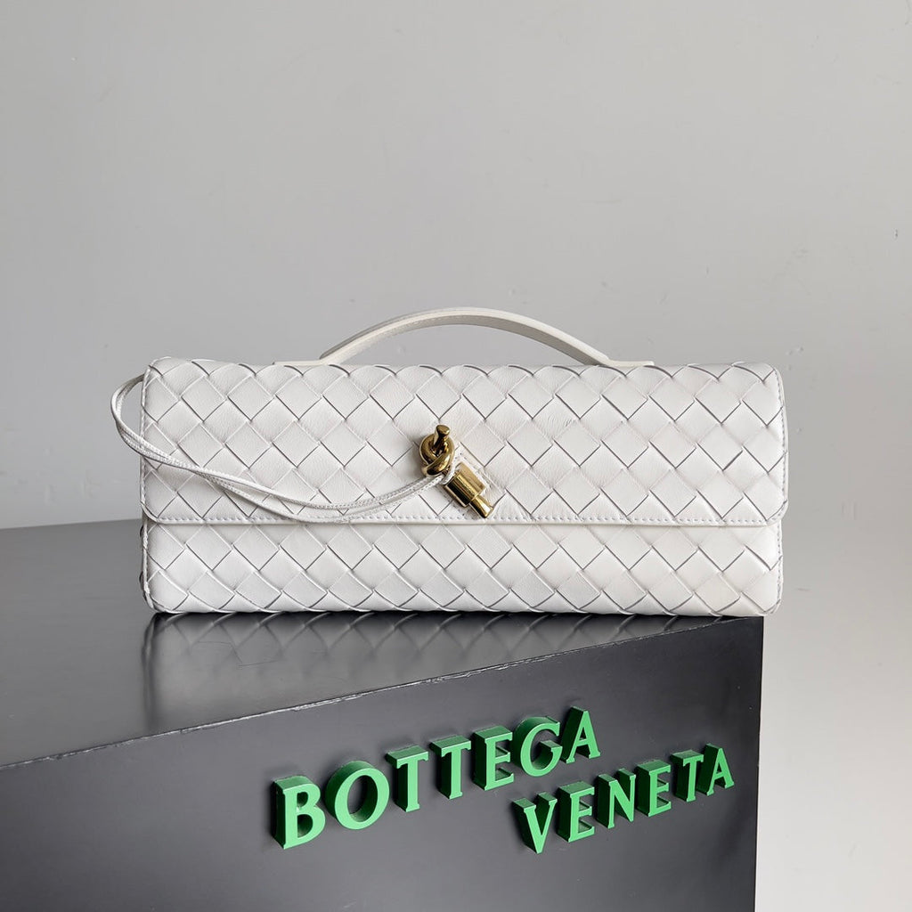 Bottega Veneta Long Clutch Andiamo With Handle 741511 Calfskin White
