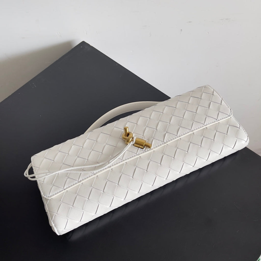 Bottega Veneta Long Clutch Andiamo With Handle 741511 Calfskin White