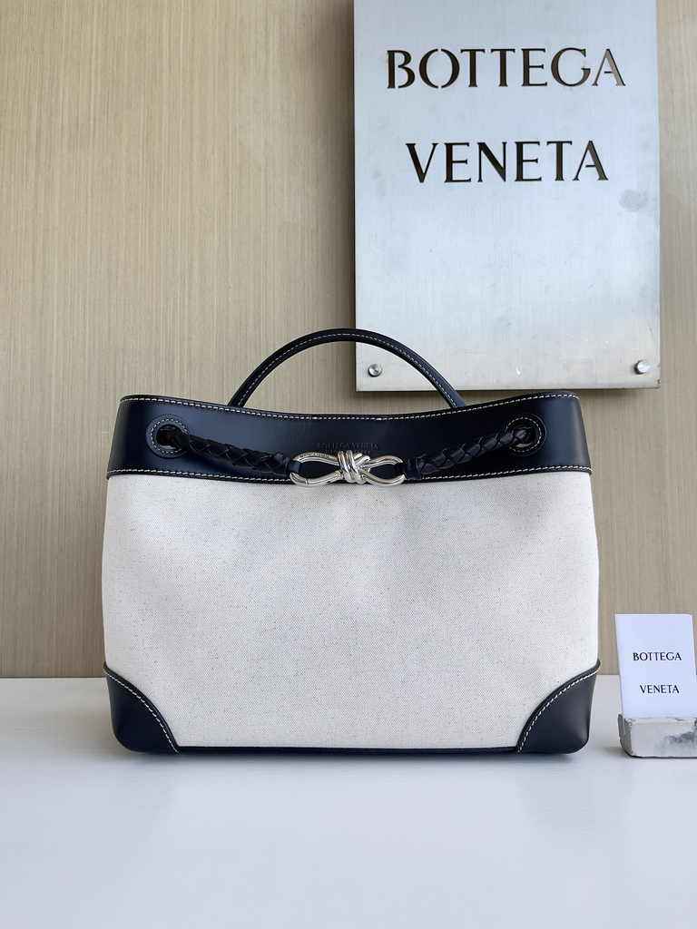 Bottega Veneta Medium Andiamo Bag 743572 Cotton Black Silver