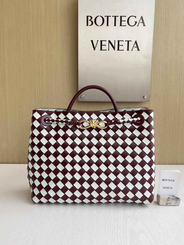 Bottega Veneta Medium Andiamo Bag 743572 Lambskin White Red