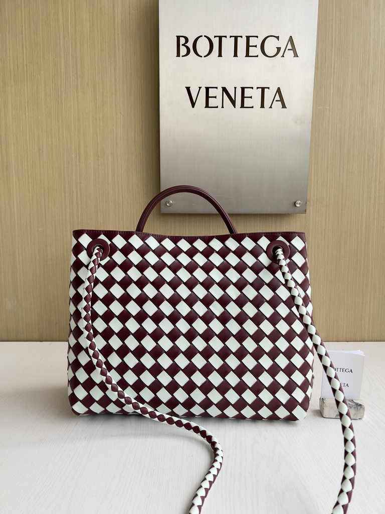 Bottega Veneta Medium Andiamo Bag 743572 Lambskin White Red