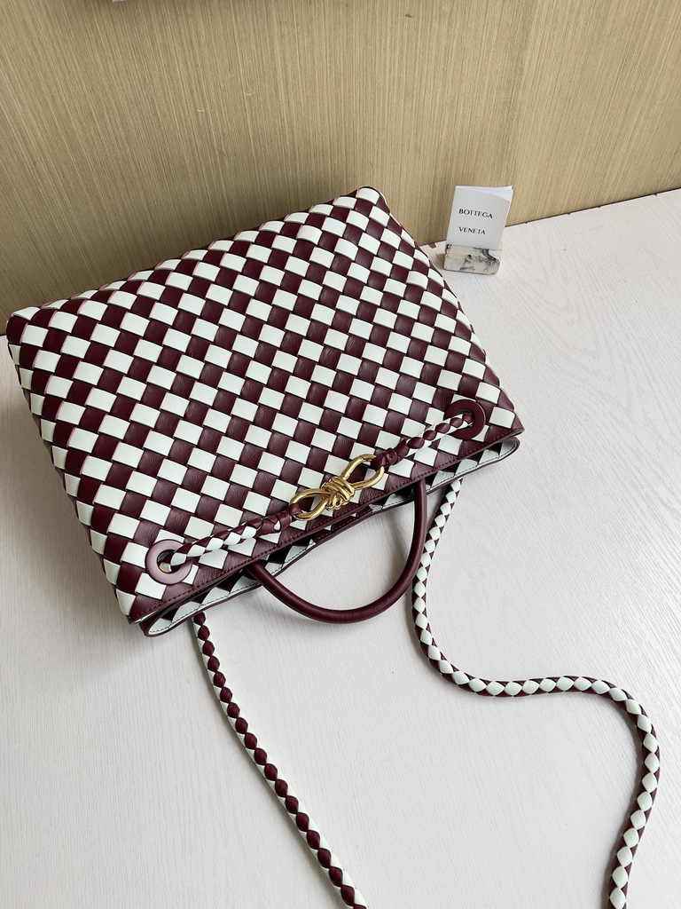 Bottega Veneta Medium Andiamo Bag 743572 Lambskin White Red