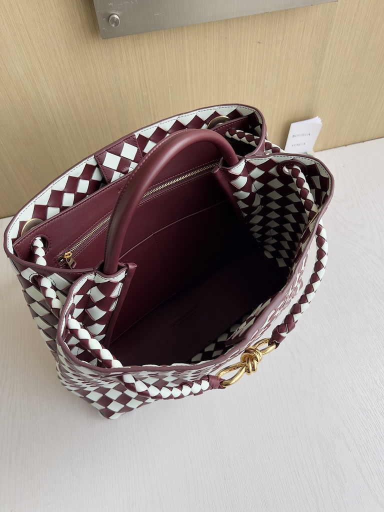 Bottega Veneta Medium Andiamo Bag 743572 Lambskin White Red