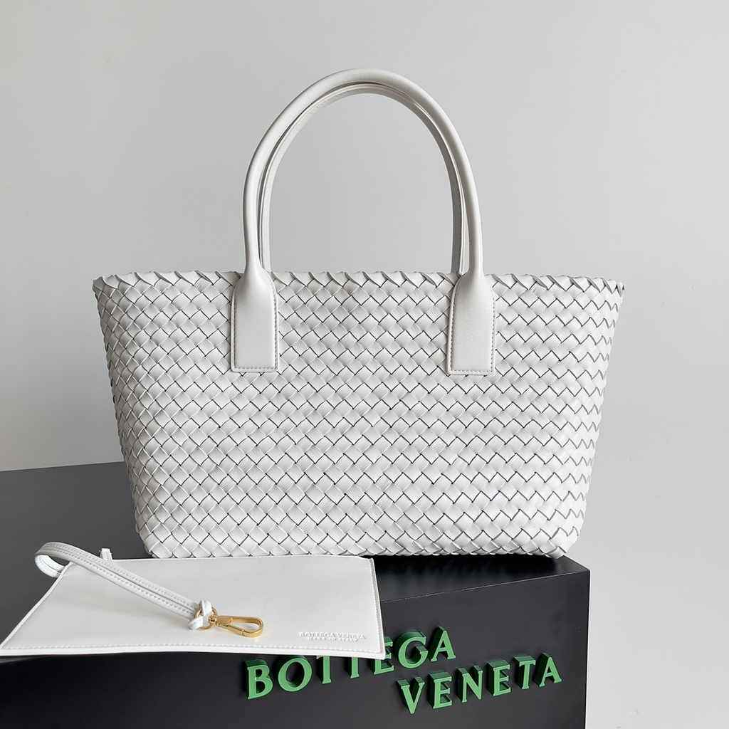Bottega Veneta Medium Cabat Bag 608810 white lambskin leather