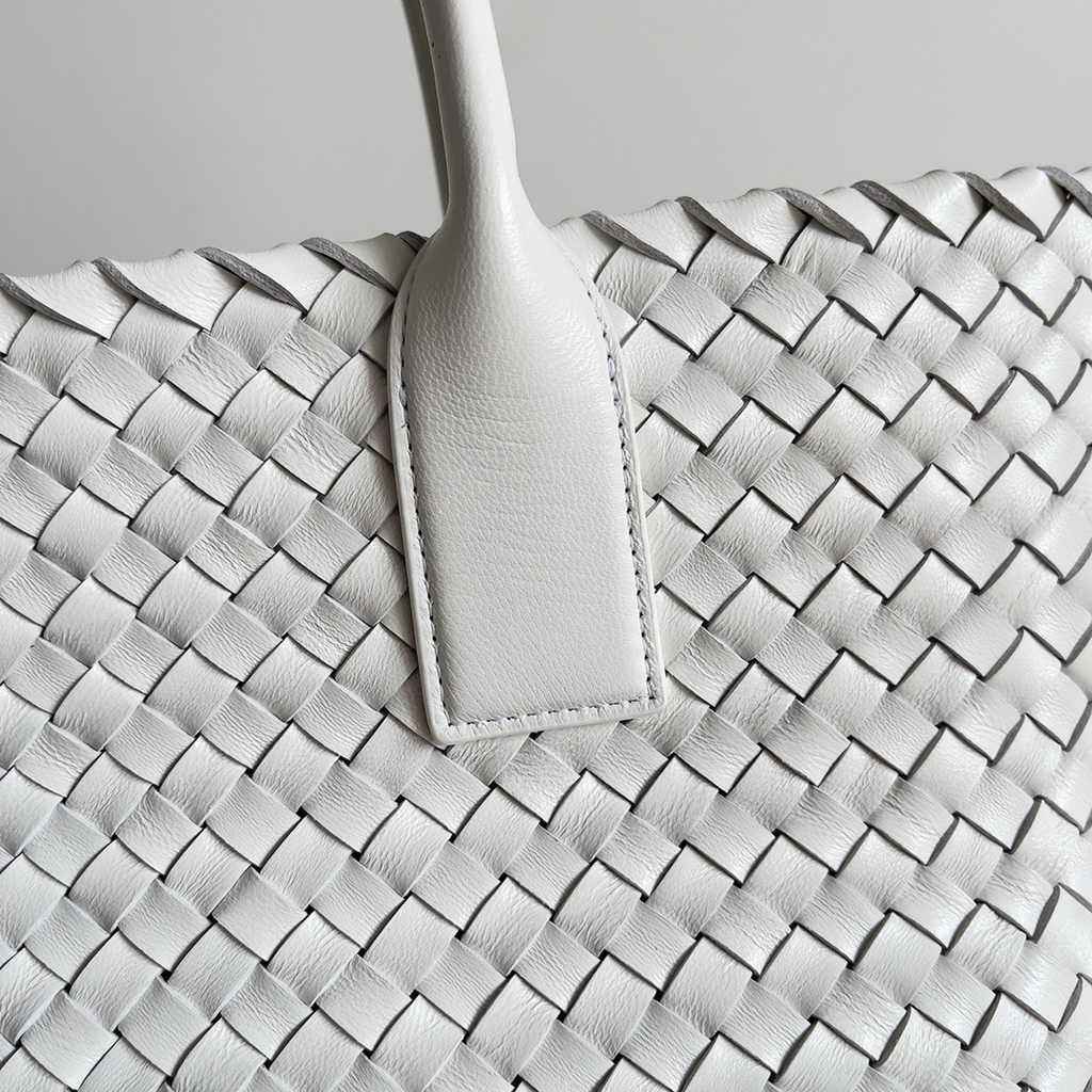 Bottega Veneta Medium Cabat Bag 608810 white lambskin leather