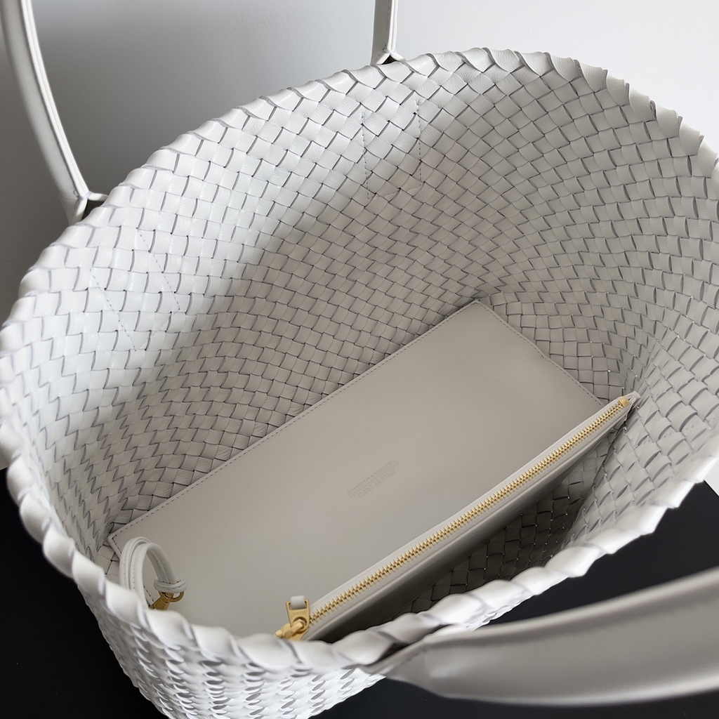 Bottega Veneta Medium Cabat Bag 608810 white lambskin leather