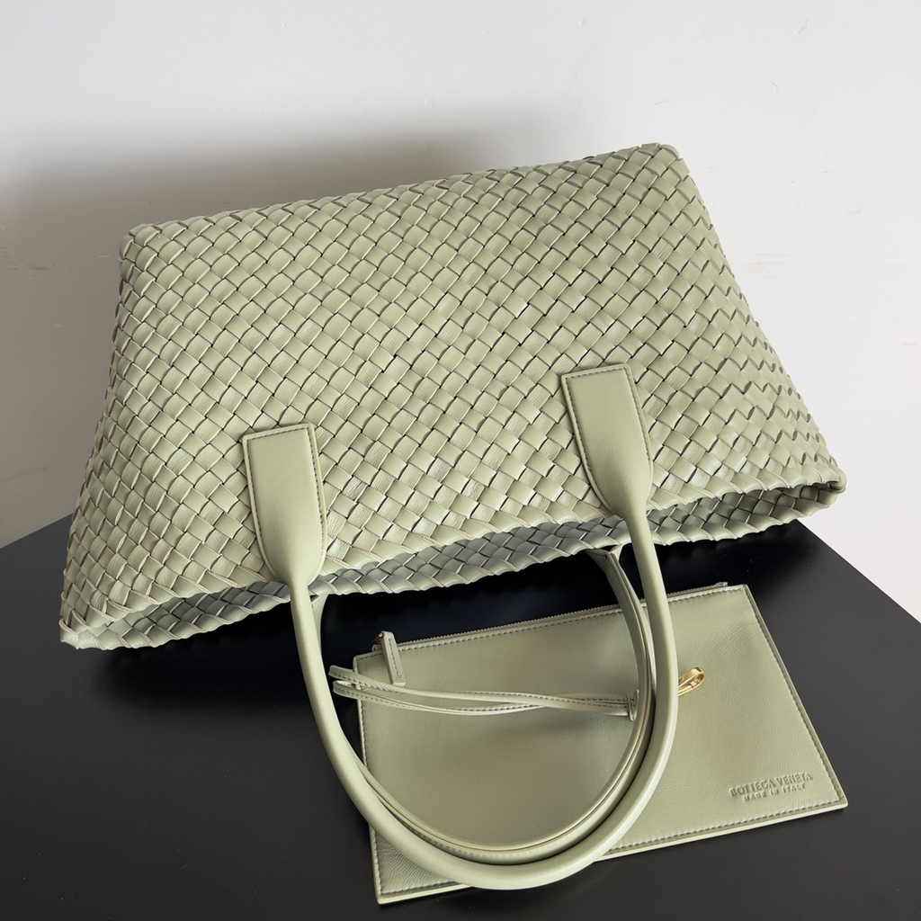 Bottega Veneta Medium Cabat Bag 608810 light green lambskin leather