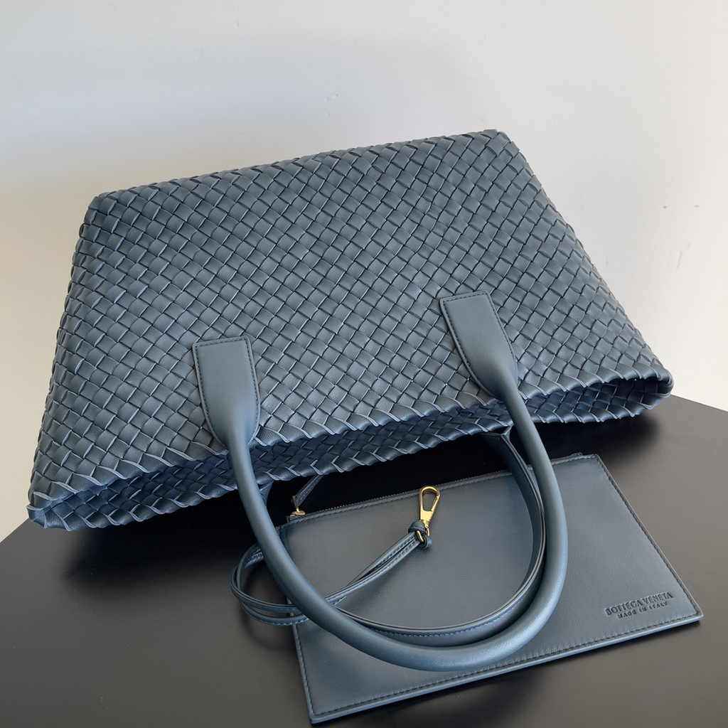 Bottega Veneta Medium Cabat Bag 608810 Navy Blue lambskin leather