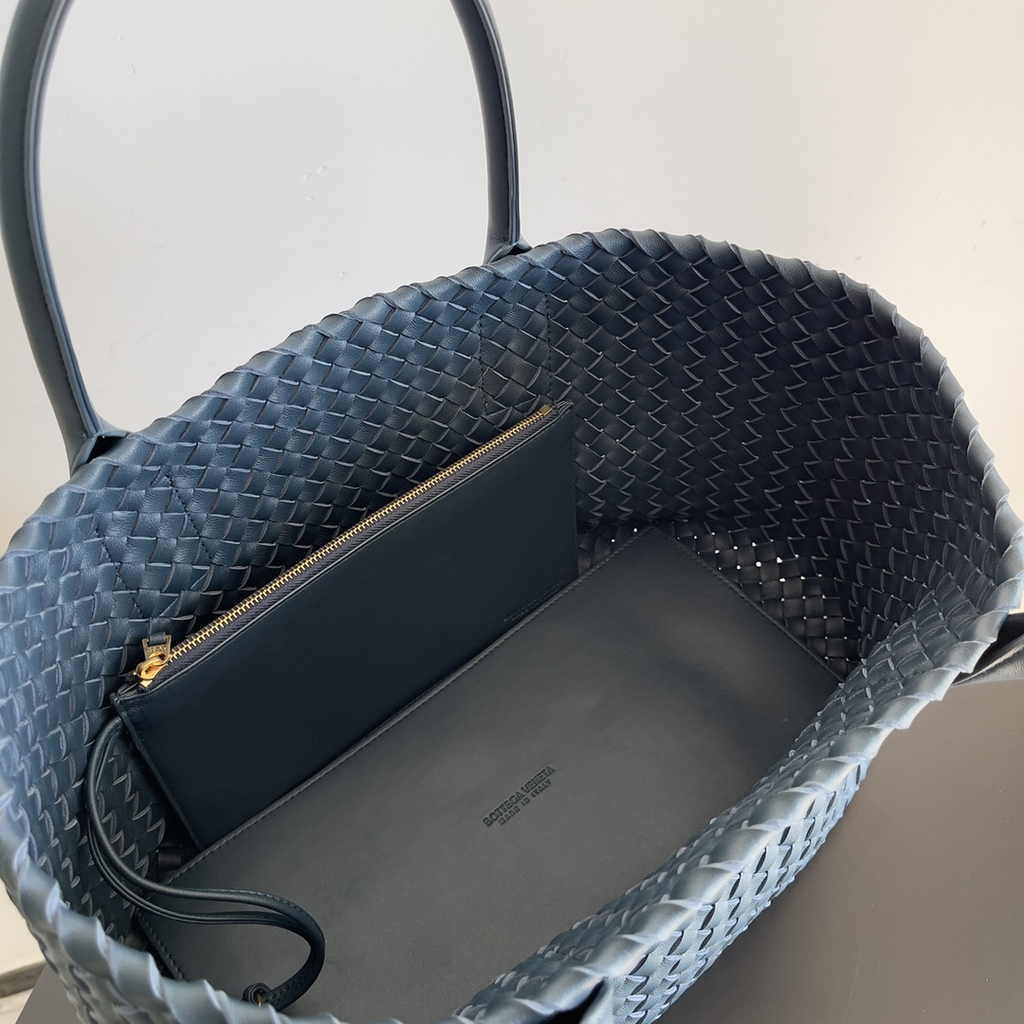 Bottega Veneta Medium Cabat Bag 608810 Navy Blue lambskin leather