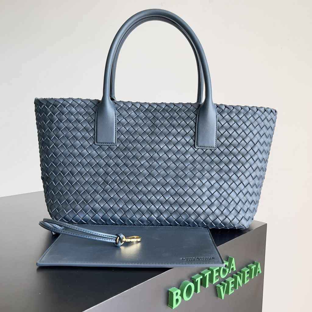 Bottega Veneta Medium Cabat Bag 608810 Navy Blue lambskin leather