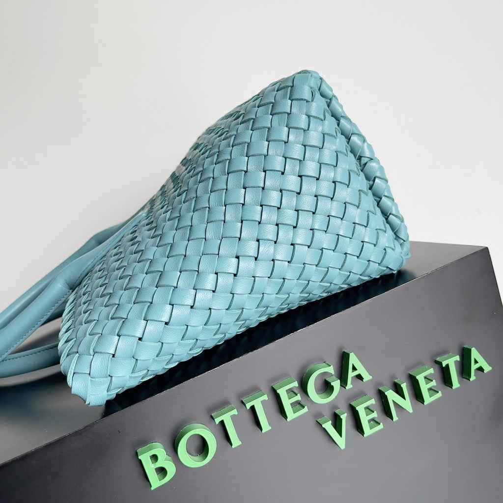 Bottega Veneta Medium Cabat Bag 608810 Blue Green lambskin leather