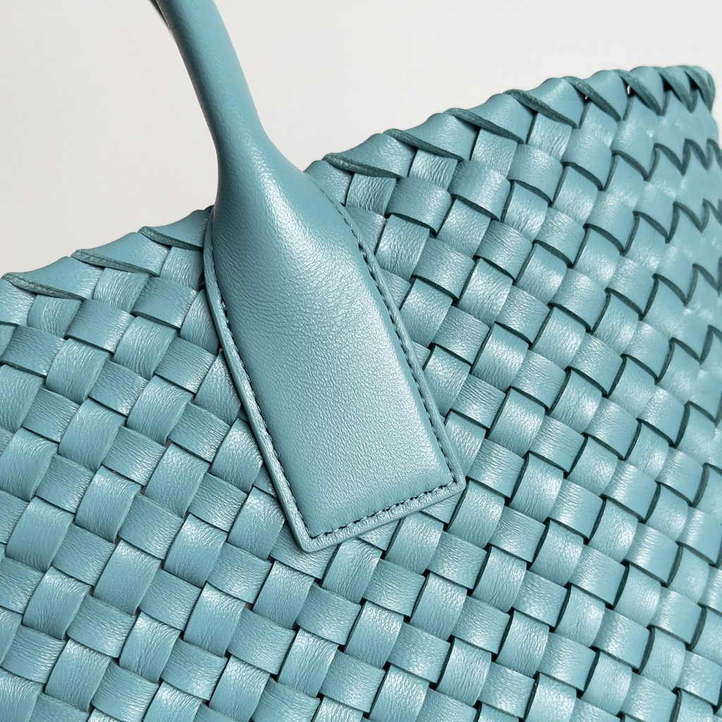Bottega Veneta Medium Cabat Bag 608810 Blue Green lambskin leather