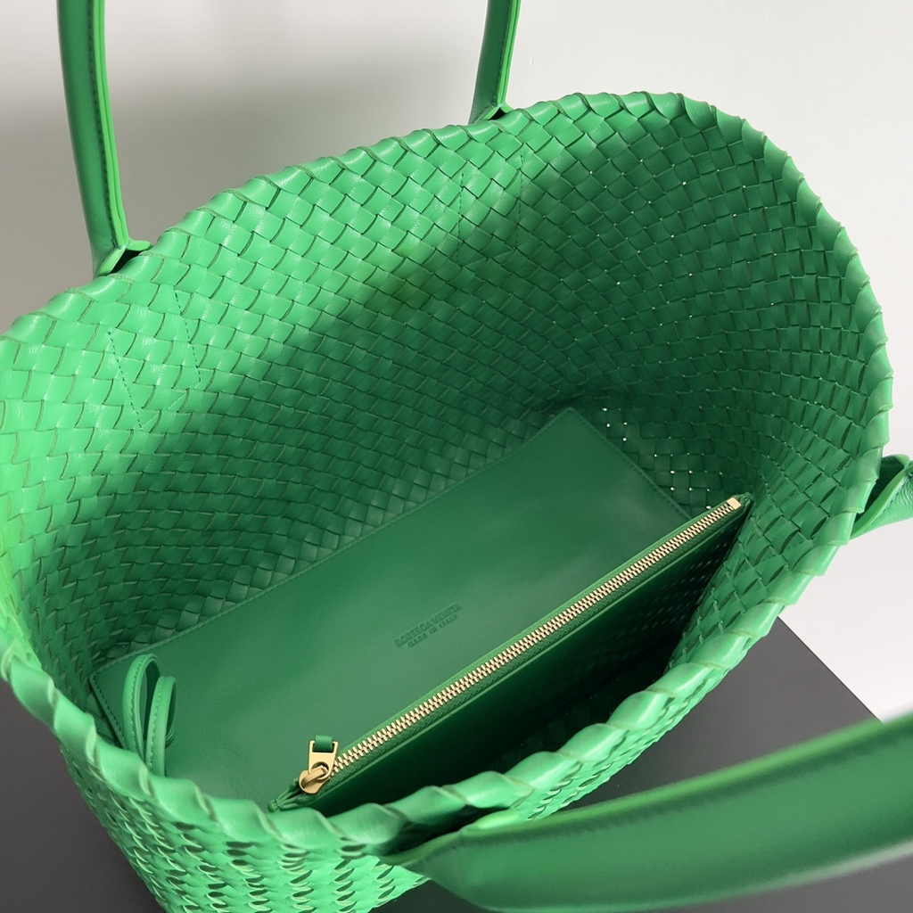 Bottega Veneta Medium Cabat Bag 608810 Dark Green lambskin leather