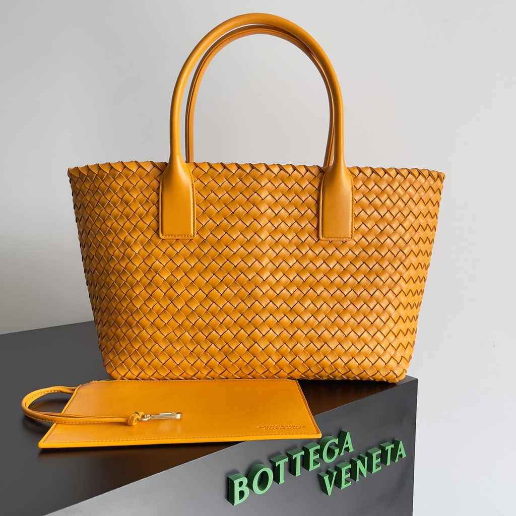 Bottega Veneta Medium Cabat Bag 608810 Orange lambskin leather