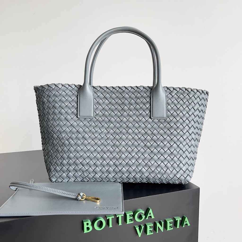 Bottega Veneta Medium Cabat Bag 608810 Gray lambskin leather