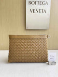 Bottega Veneta Medium Intrecciato Zipped Pouch 651852 Calfskin Tan