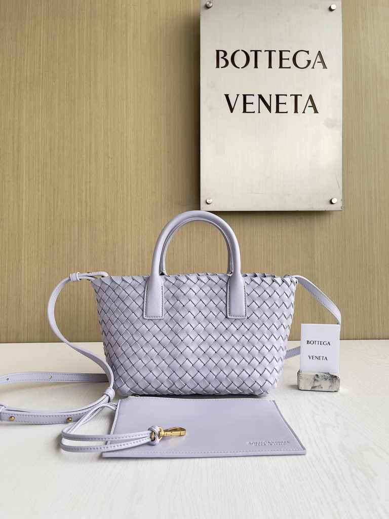 Bottega Veneta Mini Cabat 709464 Intreccio lambskin leather light purple