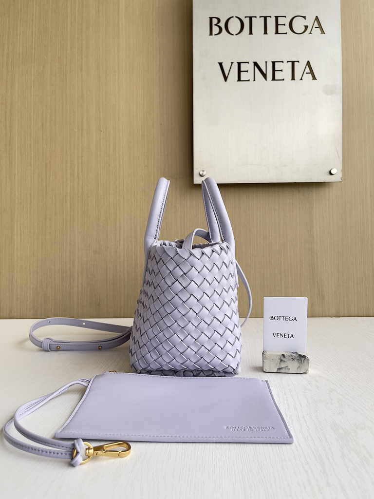 Bottega Veneta Mini Cabat 709464 Intreccio lambskin leather light purple