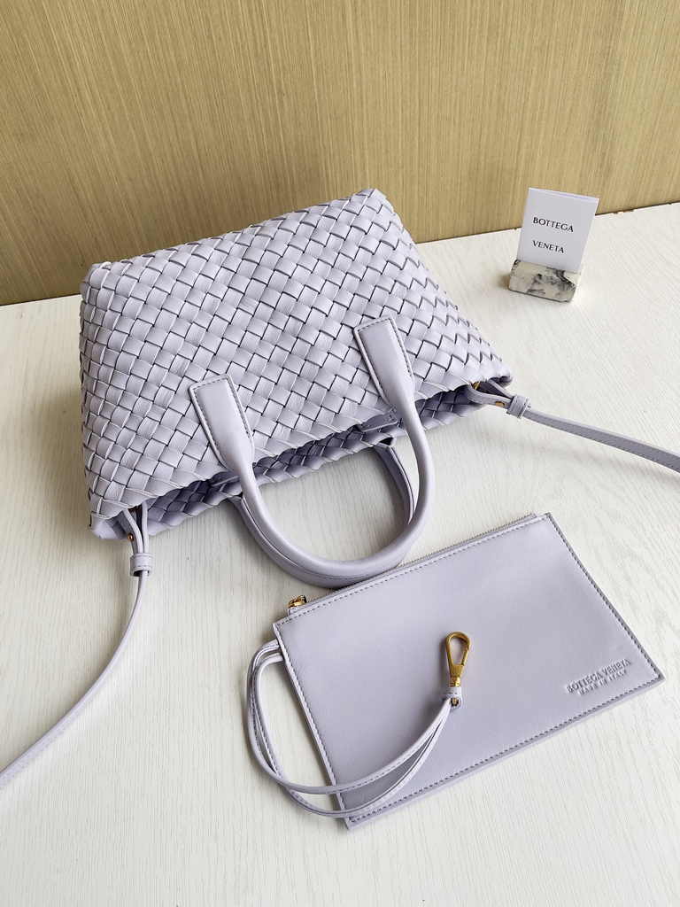 Bottega Veneta Mini Cabat 709464 Intreccio lambskin leather light purple
