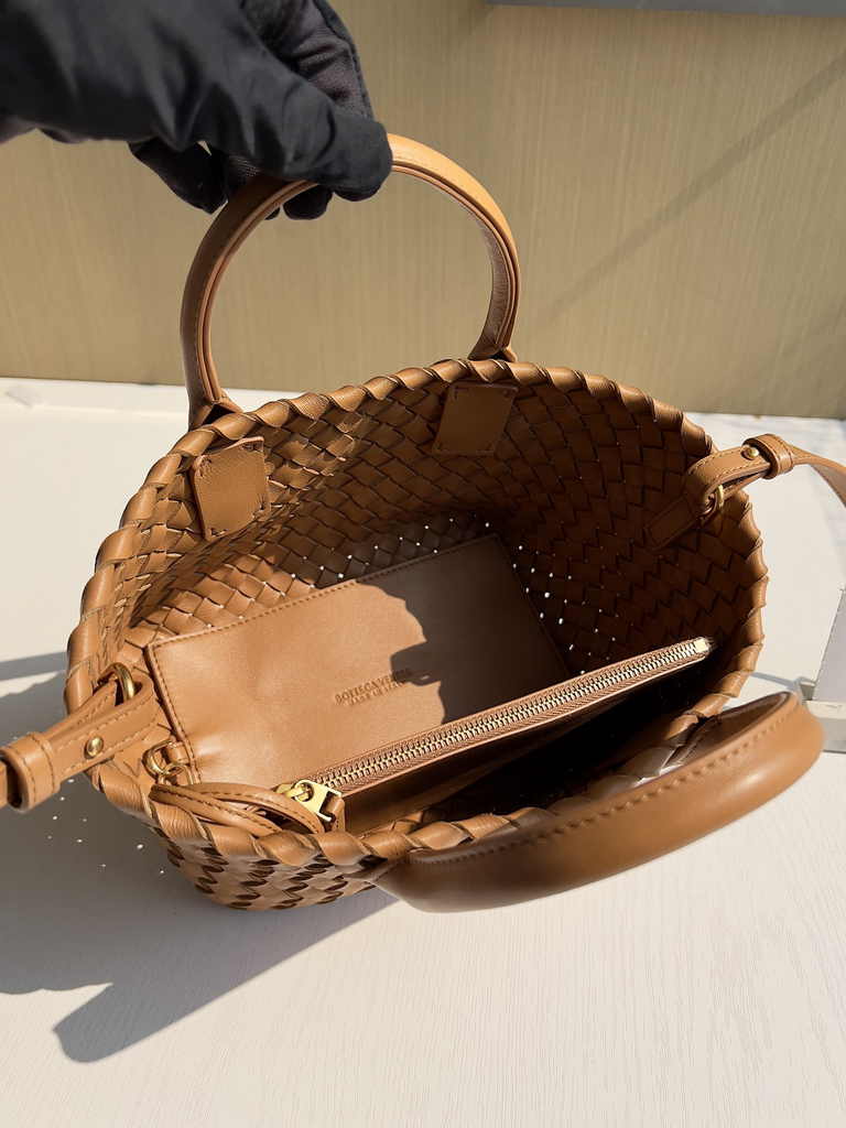 Bottega Veneta Mini Cabat 709464 brown Intreccio lambskin leather