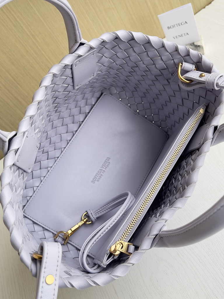 Bottega Veneta Mini Cabat 709464 Intreccio lambskin leather light purple