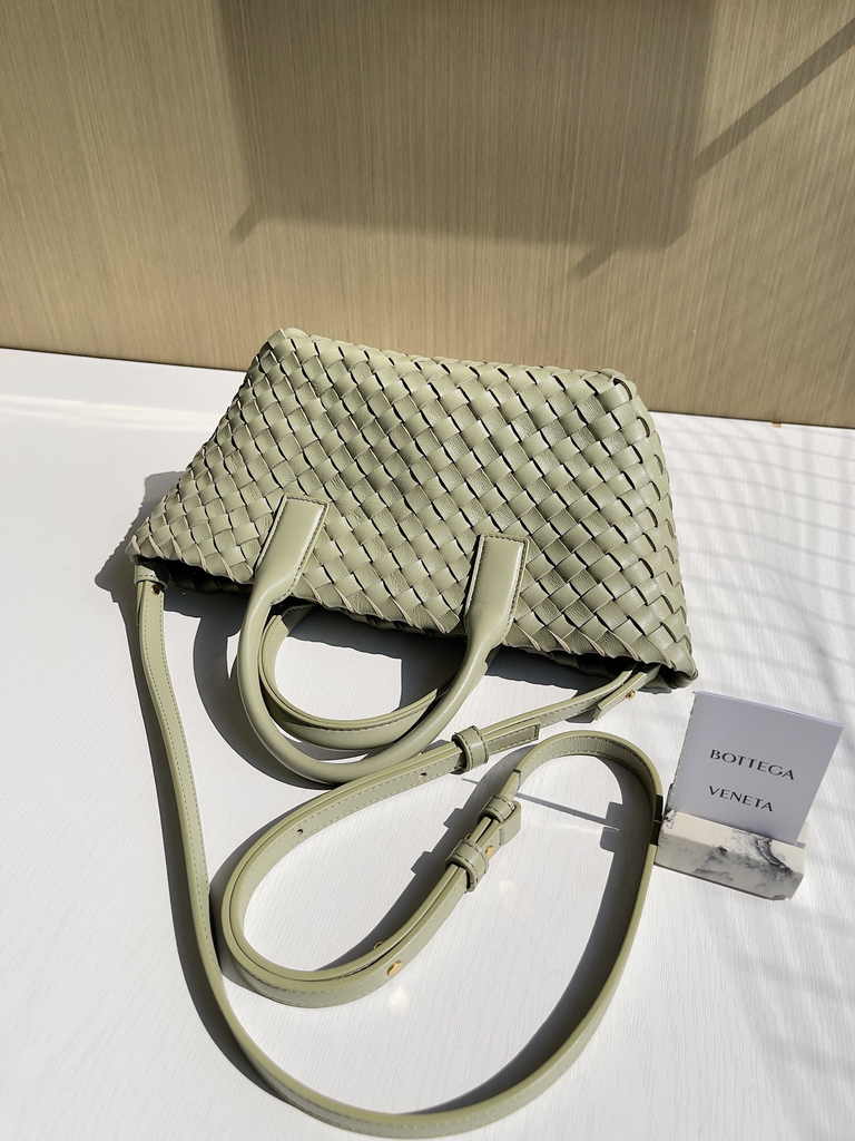Bottega Veneta Mini Cabat 709464 Army green Intreccio lambskin leather