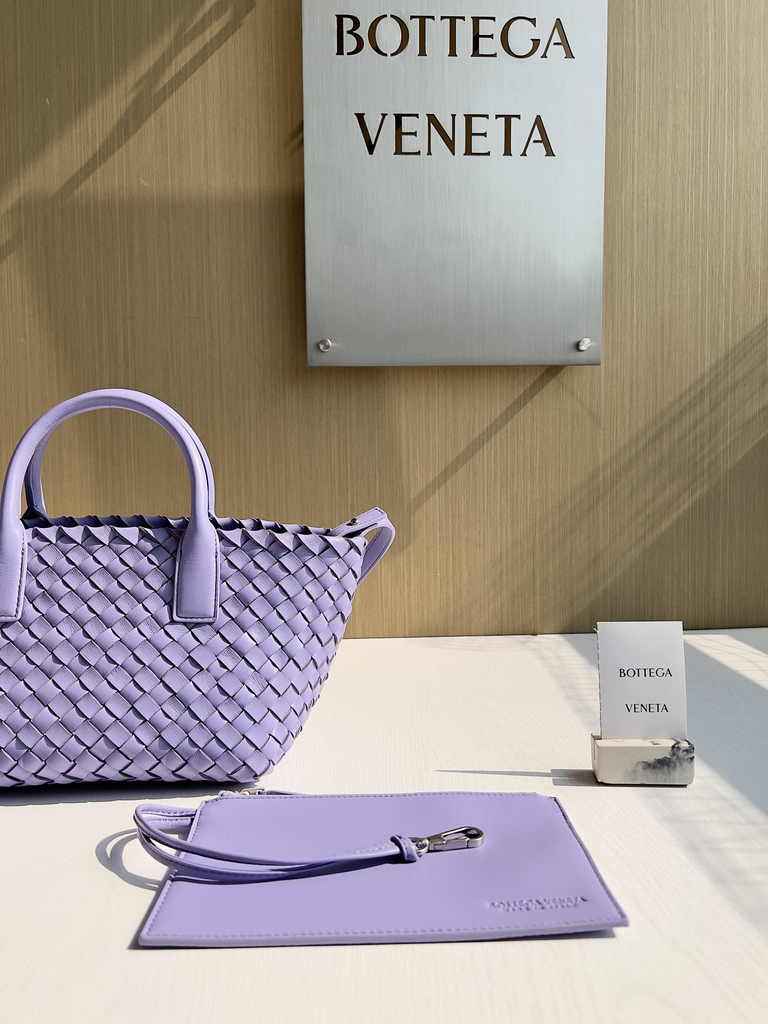 Bottega Veneta Mini Cabat 709464 Purple Intreccio lambskin leather
