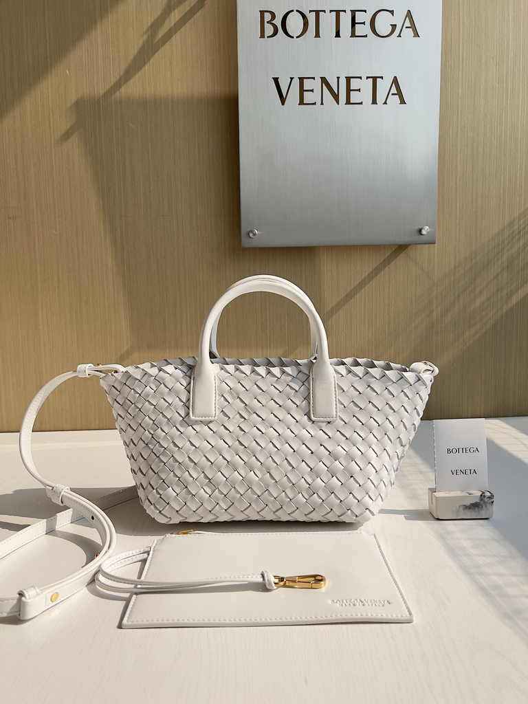 Bottega Veneta Mini Cabat 709464 White Intreccio lambskin leather