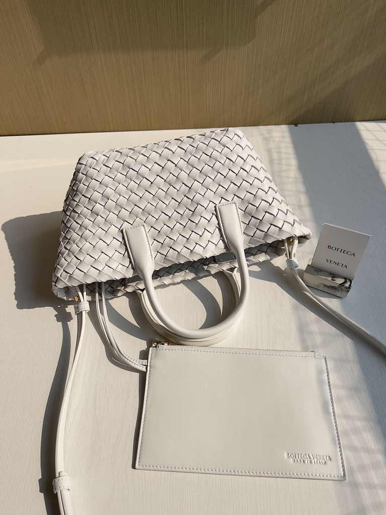 Bottega Veneta Mini Cabat 709464 White Intreccio lambskin leather