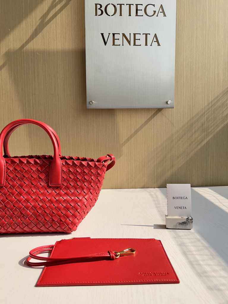 Bottega Veneta Mini Cabat 709464 Red Intreccio lambskin leather