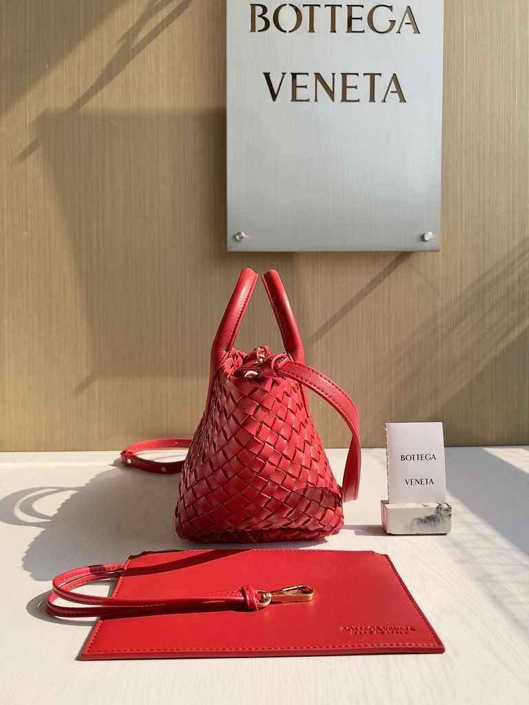 Bottega Veneta Mini Cabat 709464 Red Intreccio lambskin leather