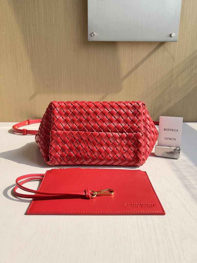 Bottega Veneta Mini Cabat 709464 Red Intreccio lambskin leather