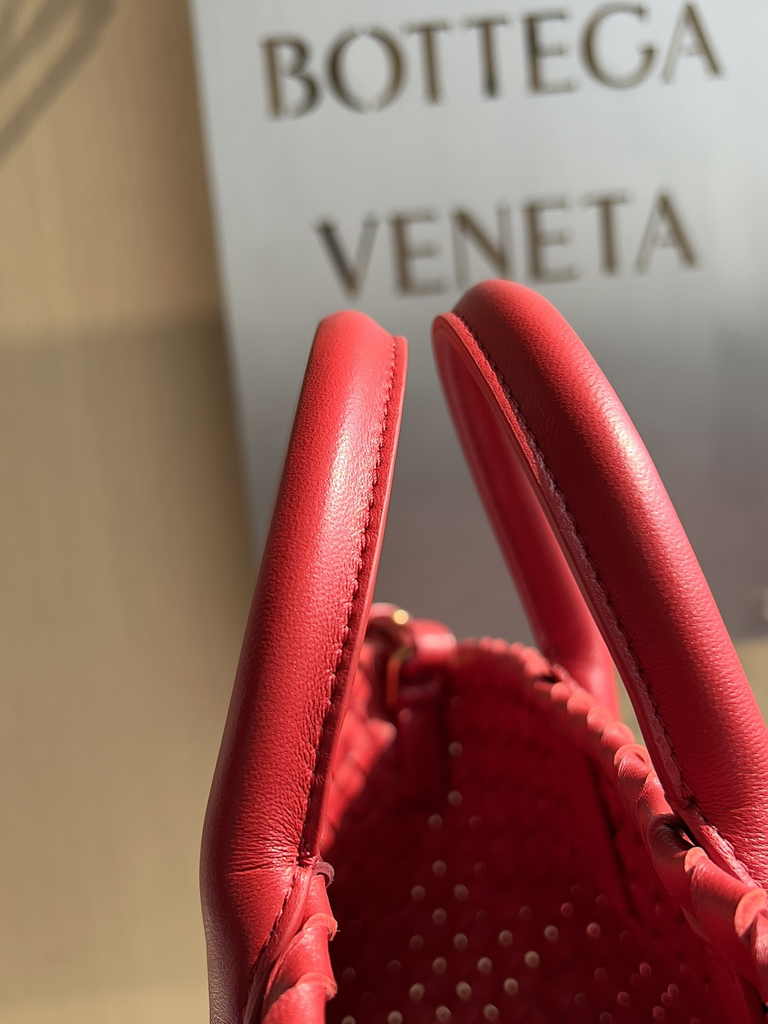 Bottega Veneta Mini Cabat 709464 Red Intreccio lambskin leather