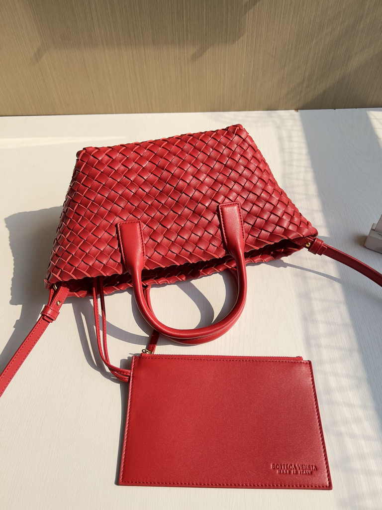 Bottega Veneta Mini Cabat 709464 Red Intreccio lambskin leather
