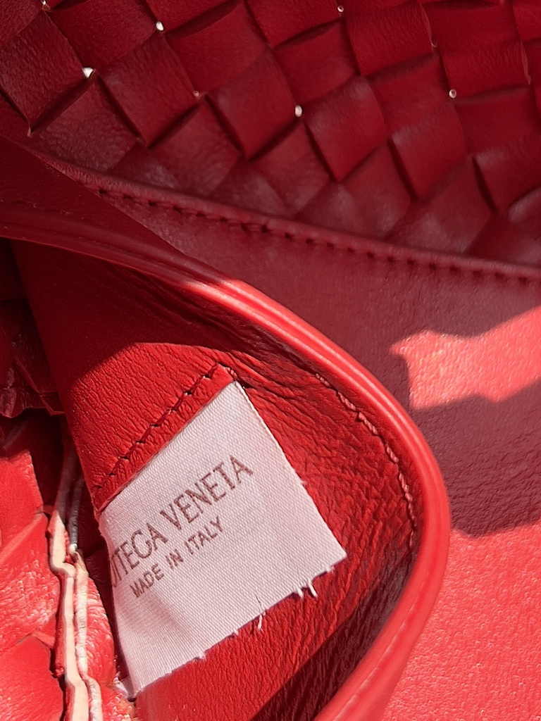 Bottega Veneta Mini Cabat 709464 Red Intreccio lambskin leather