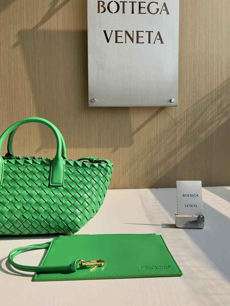 Bottega Veneta Mini Cabat 709464 green Intreccio lambskin leather