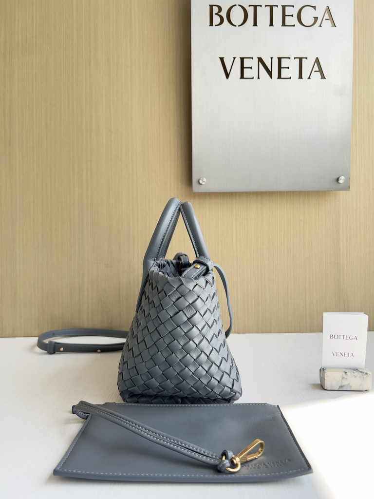 Bottega Veneta Mini Cabat 709464 Intreccio lambskin leather gray