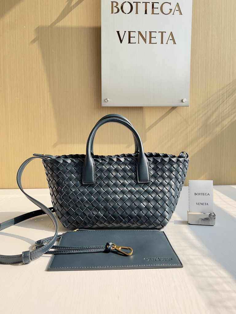 Bottega Veneta Mini Cabat 709464 Gray Green Intreccio lambskin leather