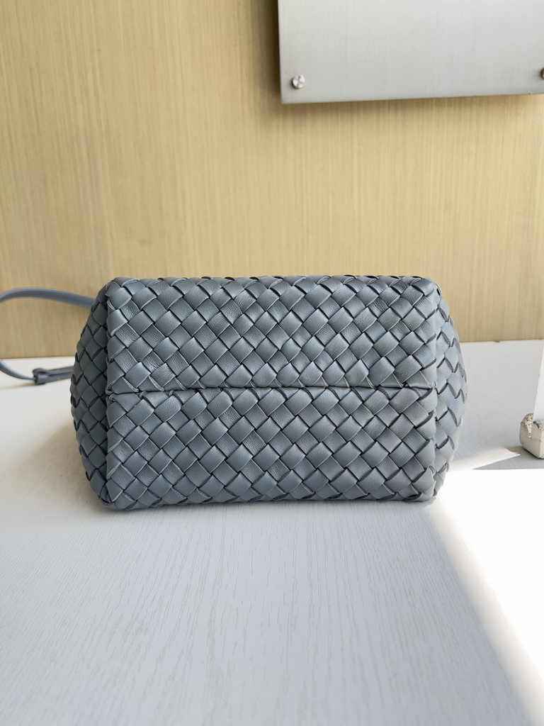Bottega Veneta Mini Cabat 709464 Intreccio lambskin leather gray