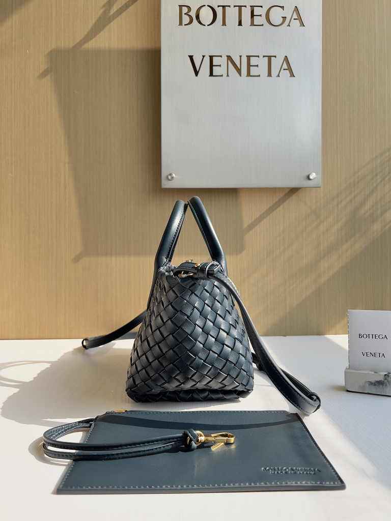 Bottega Veneta Mini Cabat 709464 Gray Green Intreccio lambskin leather