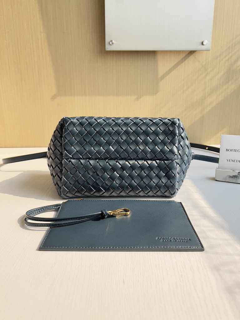 Bottega Veneta Mini Cabat 709464 Gray Green Intreccio lambskin leather