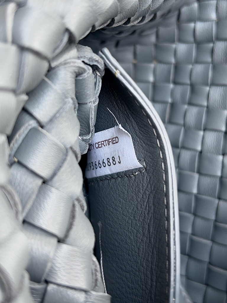 Bottega Veneta Mini Cabat 709464 Intreccio lambskin leather gray
