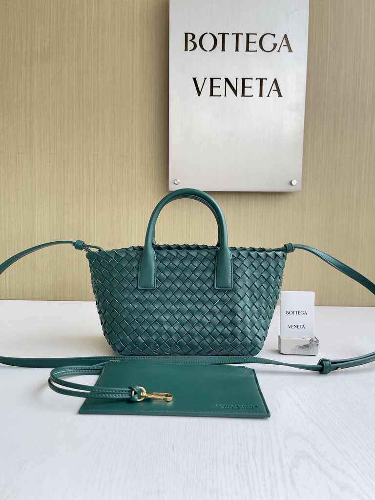 Bottega Veneta Mini Cabat 709464 dark green Intreccio lambskin leather