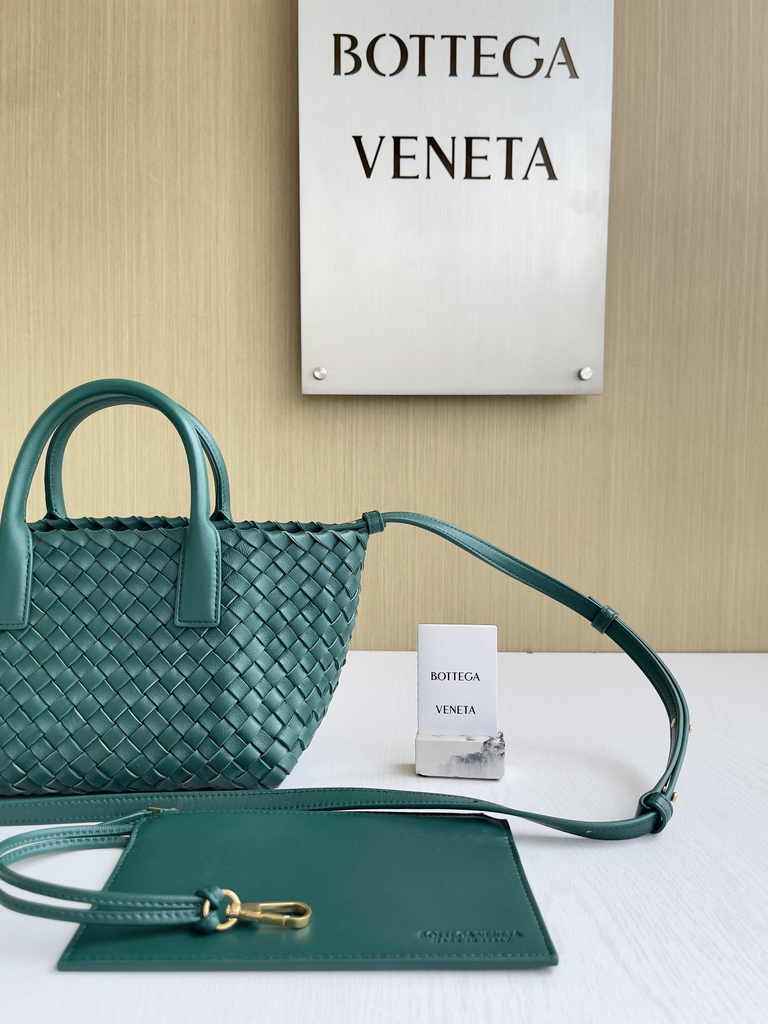 Bottega Veneta Mini Cabat 709464 dark green Intreccio lambskin leather
