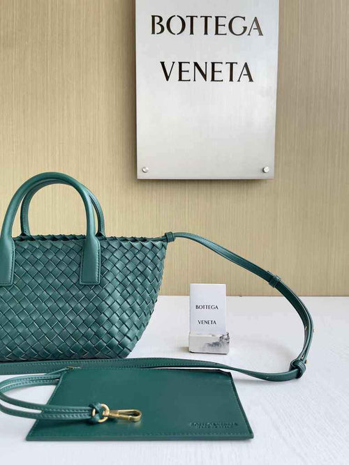 Bottega Veneta Mini Cabat 709464 dark green Intreccio lambskin leather