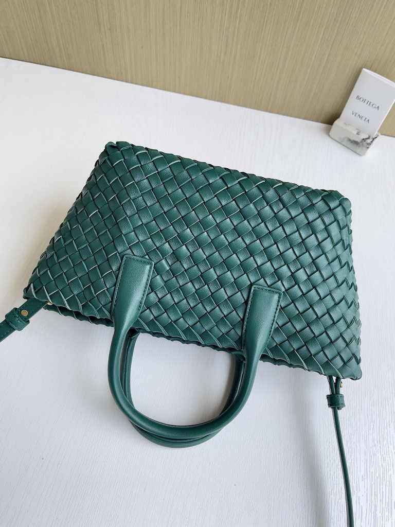 Bottega Veneta Mini Cabat 709464 dark green Intreccio lambskin leather