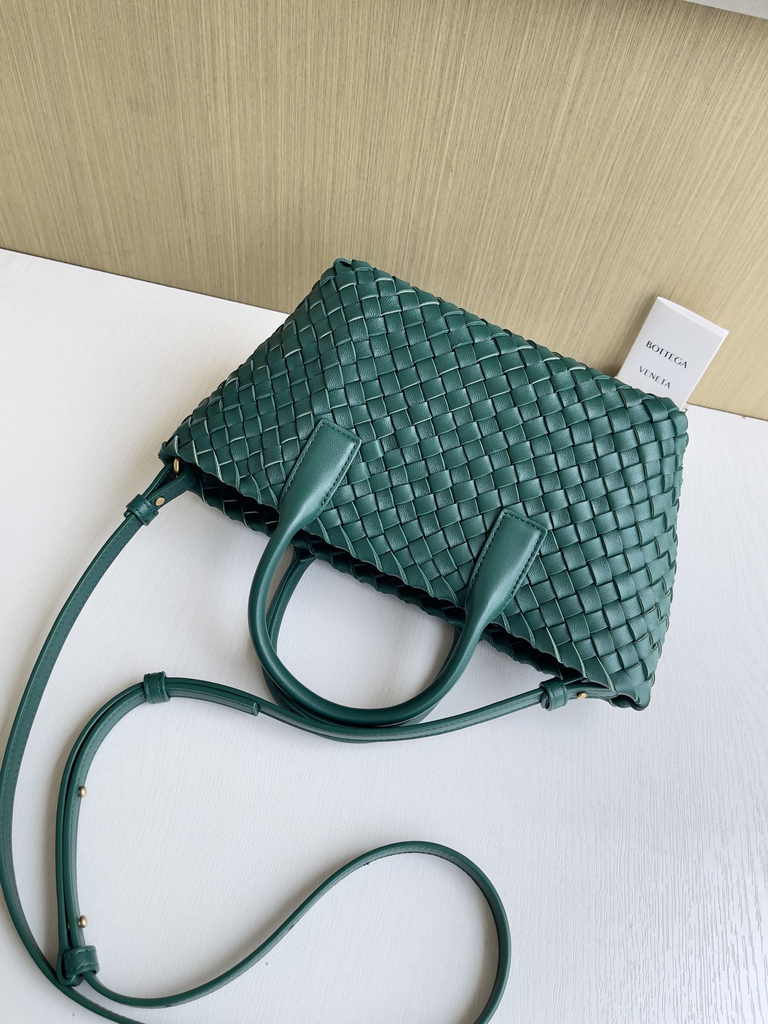 Bottega Veneta Mini Cabat 709464 dark green Intreccio lambskin leather