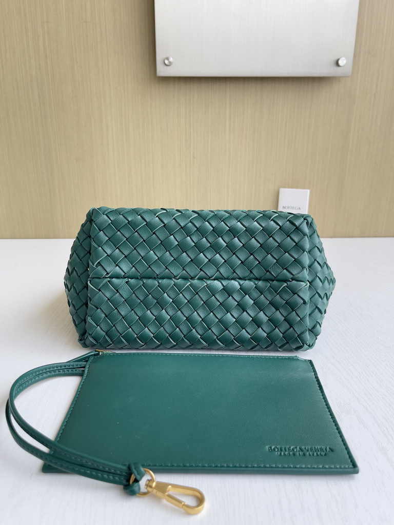 Bottega Veneta Mini Cabat 709464 dark green Intreccio lambskin leather