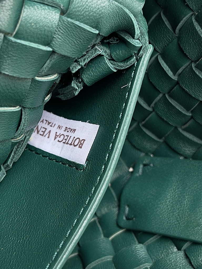 Bottega Veneta Mini Cabat 709464 dark green Intreccio lambskin leather