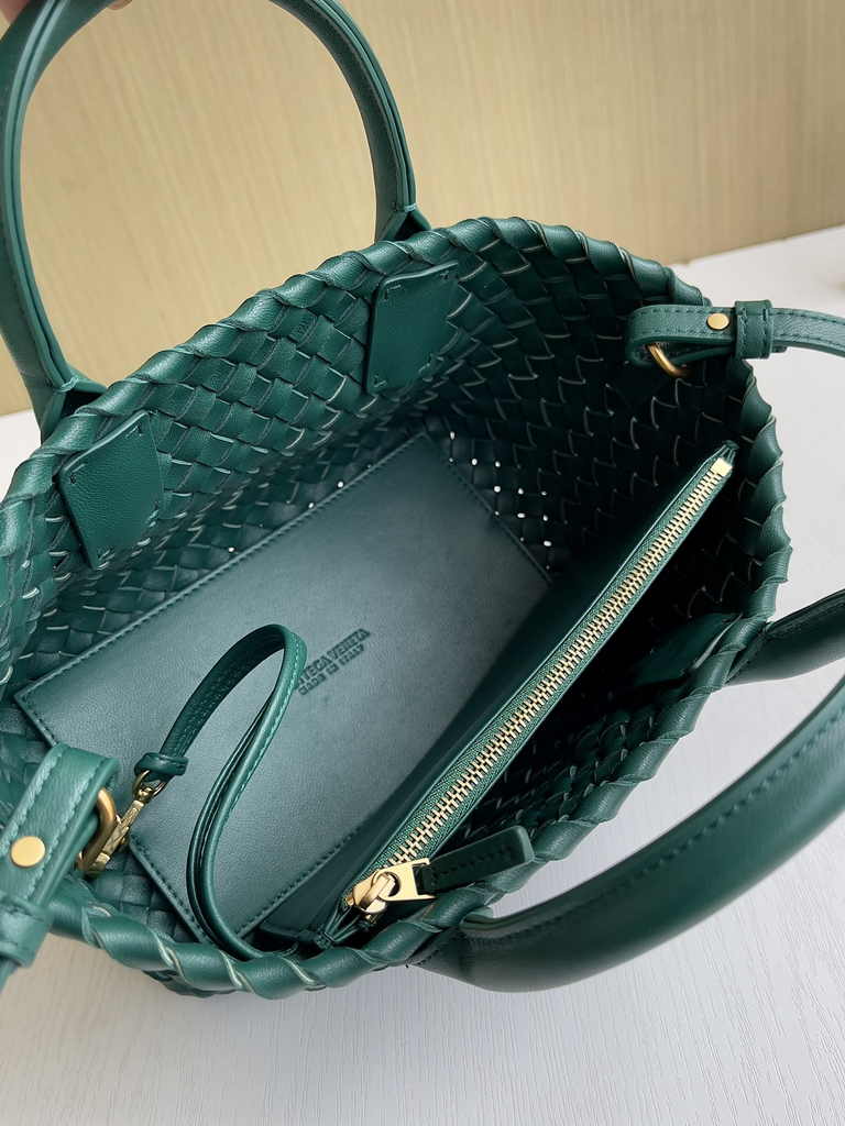 Bottega Veneta Mini Cabat 709464 dark green Intreccio lambskin leather